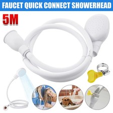 5M Push-On Spray Shower Head Bath Sink Tap Attachment Hose Soft Tube Pet Kids