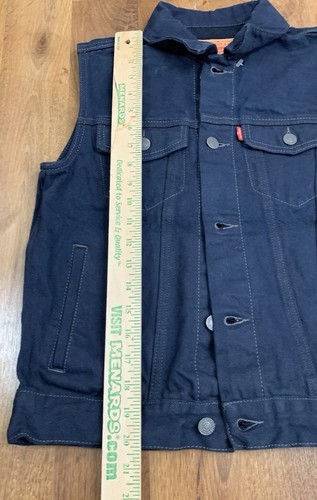 Levi’s Youth Kids Large 12 13 Years Navy Blue Jean Trucker Jacket Vest - Picture 7 of 7