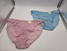 2 Pr NWT Sz 12 Ashley Stewart Plus Panties Hi Cut Sheer Lace Blue  Pink