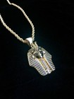 18K GOLD ROPE 24” CHAIN EGYPTIAN PHARAOH LAB DIAMONDS NECKLACE *MADE IN ITALY* — photo 7