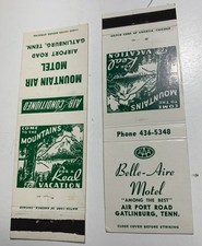 2 Diff Gatlinburg Tennessee Matchbook Cover Belle Aire & Mountain Air Hotel