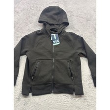 DSG Girls Sport Fleece Full Zip Hoodie Pure Black Size S Kids Hooded Jacket