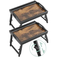 2 Pack Bed Tray Table Breakfast Trays Serving Tray Adjustable Height for Eati...