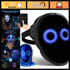 LED Halloween Mask with Gesture Control, Customizable Light Effects, Spooky Cost