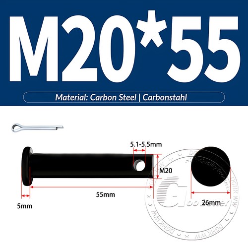 Pasador de horquilla negro pasador de bisagra pasador de retención pasador de aparejo métrico de acero al carbono M4-M30 - Imagen 160 de 201