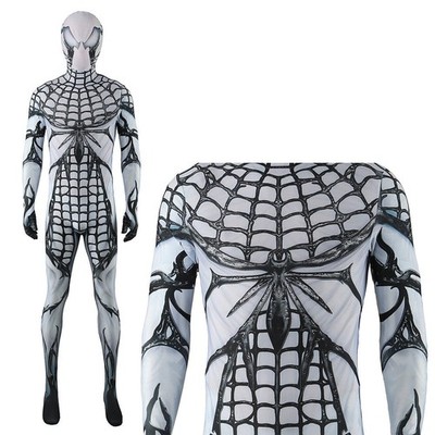 White Venom Spider-Man Jumpsuit Superhero 3D Bodysuit Cosplay Costume Halloween
