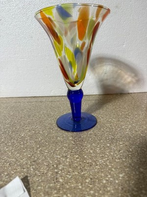 Czech Republic  Goblet Wine Margarita  Mardi Gras Pattern 9 x 5.5 x 5.5