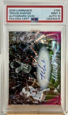 2025 Panini Luminance Travis Hunter Pink Auto RC Rookie Jags 9/10 PSA 9 Auto 10
