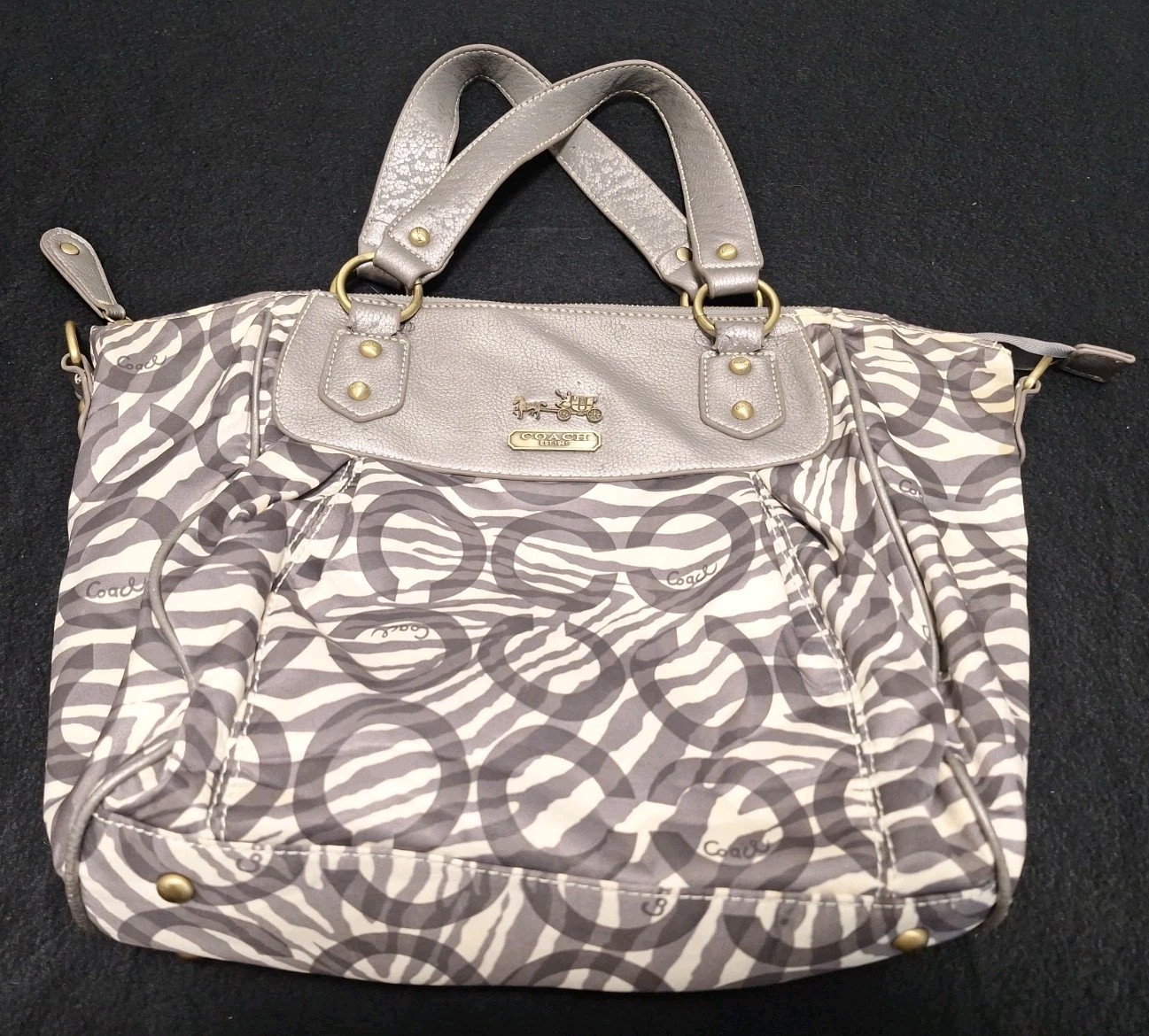 Coach Madison Gray Op Art Signature C Grey Trim Audre… - Gem