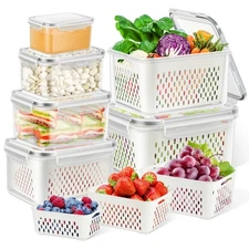 TBMax 12P Fruit Storage Containers | Fridge Organizers & Produce Saver with Lid