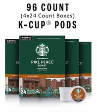Starbucks Pike Place K-Cups, Medium Roast, 96 Pods 4 Boxes 