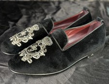 Dolce & Gabbana Loafers Slippers Size 10 Black Velvet Logo