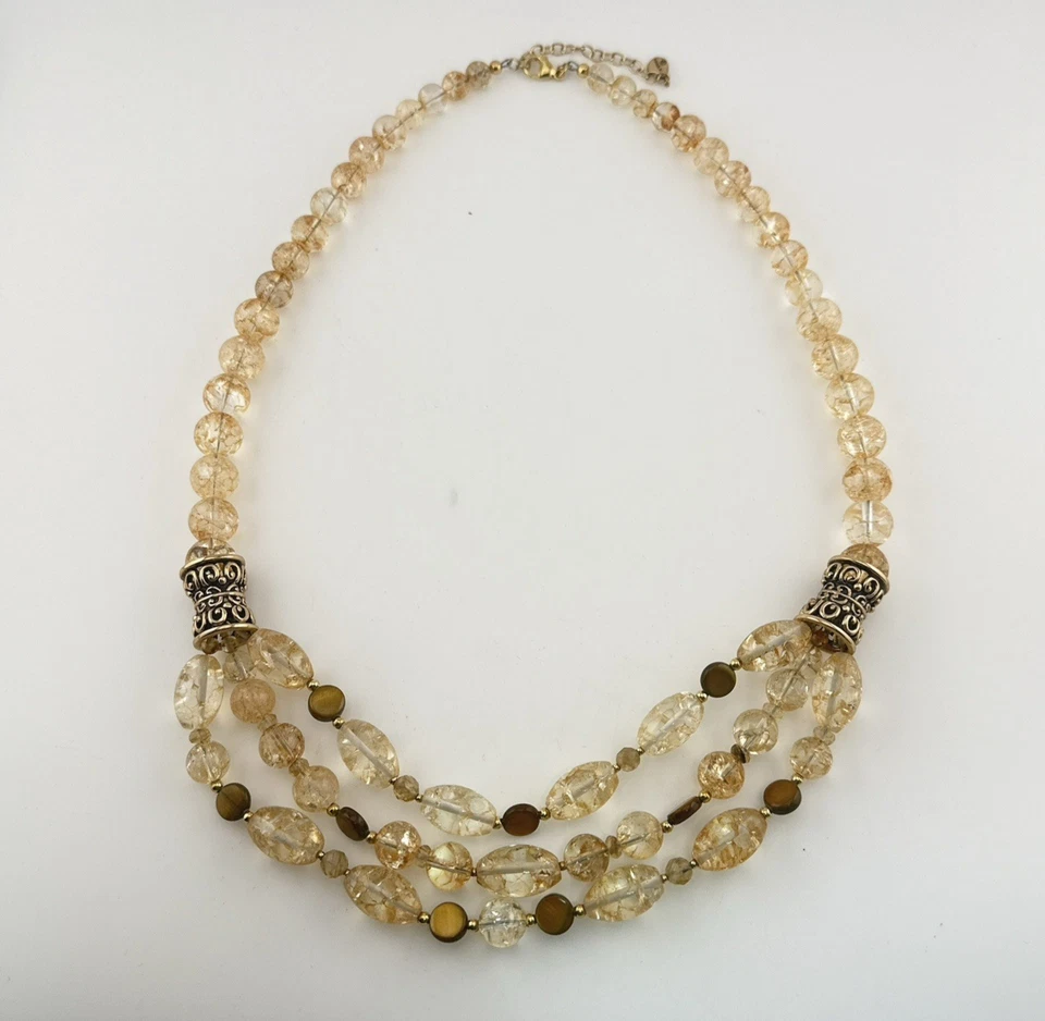 Studio Barse Necklace Beaded Tigers Eye Multi Strand Bronze HSN Gem Gold Tone - Image 3 of 4