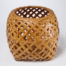 Vintage Hand Woven Bamboo Natural Wood Basket 8.25"h