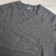Hart Schaffner Marx Men's Large Gray V-Neck 100 Cashmere Sweater Long Sleeve