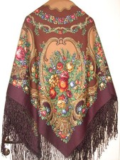 Russian Pavlovo Posad Wool Shawl 58x58" 148cm 