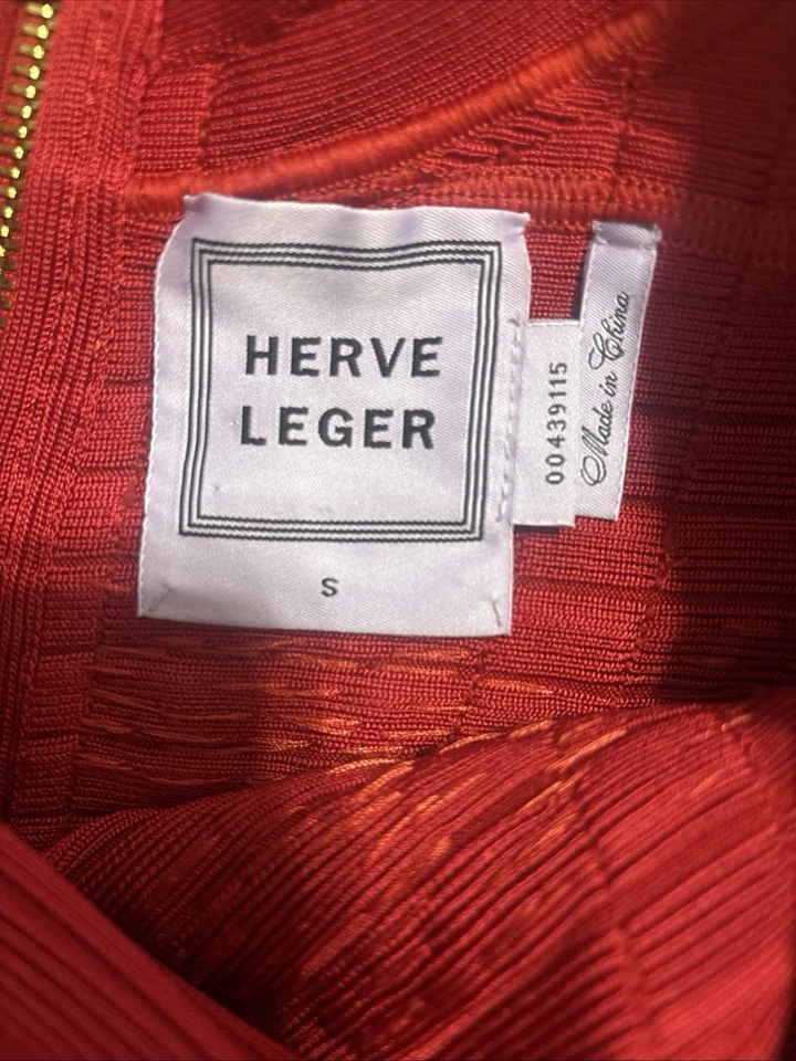 NWT Authentic Herve Leger "ARDELL" S Chain-Detailed Red Bandage Dress $1,890 - Image 4 of 4