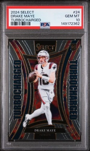 PSA 10 DRAKE MAYE ROOKIE CARD TURBOCHARGED #24 PATRIOTS RC 2024 PANINI SELECT