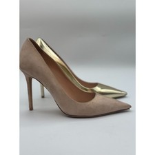 Christian Dior Nude Suede Gold Heel Pumps Size 38.5