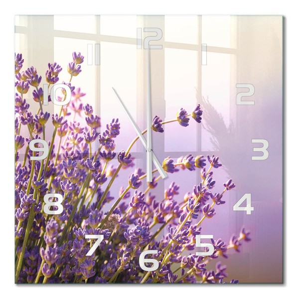 Glas-Wanduhr FüR KüChe Aus GehäRtetem Glas Lavendel WeißE Zeiger 60X60 Cm-image