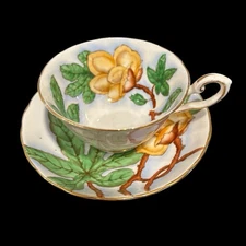 TUSCAN FINE ENGLISH Wood Rose Hawaiian Flowers TEA CUP & SAUCER SET