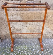 Ancien joli porte-serviettes c1900 Pieds bois et corps bambou
