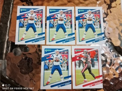 (5) 2021 Donruss Football Tom Brady Cards #1 TB Buccaneers #2 NE Patriots