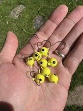 50 NEW, USA MADE, LEAD HEAD JIG HEADS 3/8 OZ. WALLEYE JIGS #1 FISHING - YELLOW