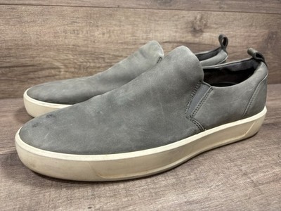 Ecco Soft 7 Slip On Shoes Gray Leather Comfort Loafers Mens Size EU 47 US 13