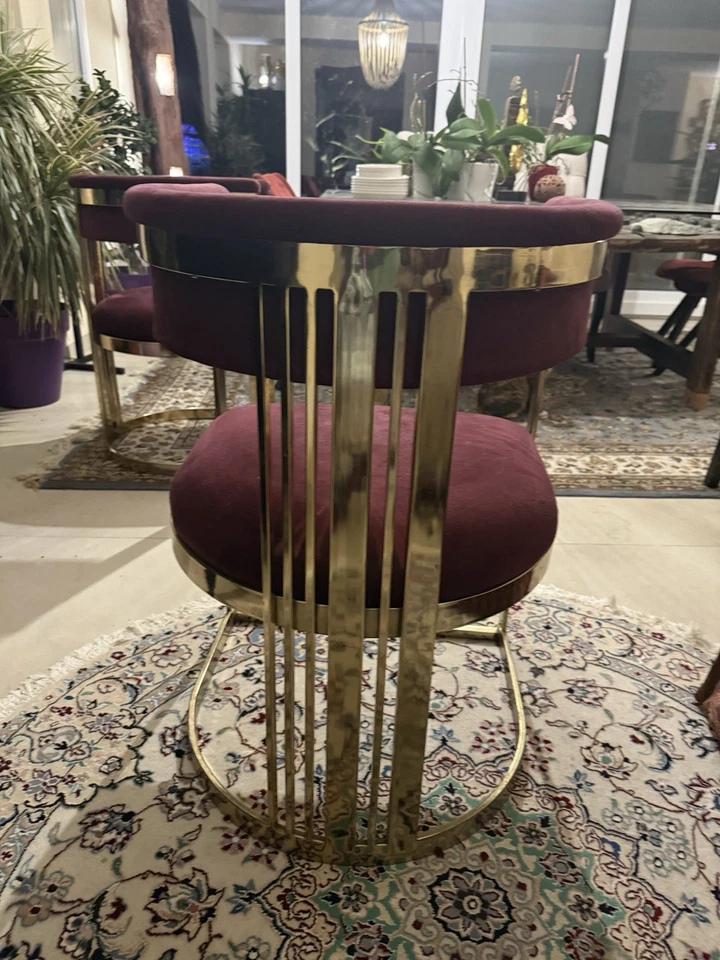 4 X Gold/ Samt Stühle - Bild 3 von 4