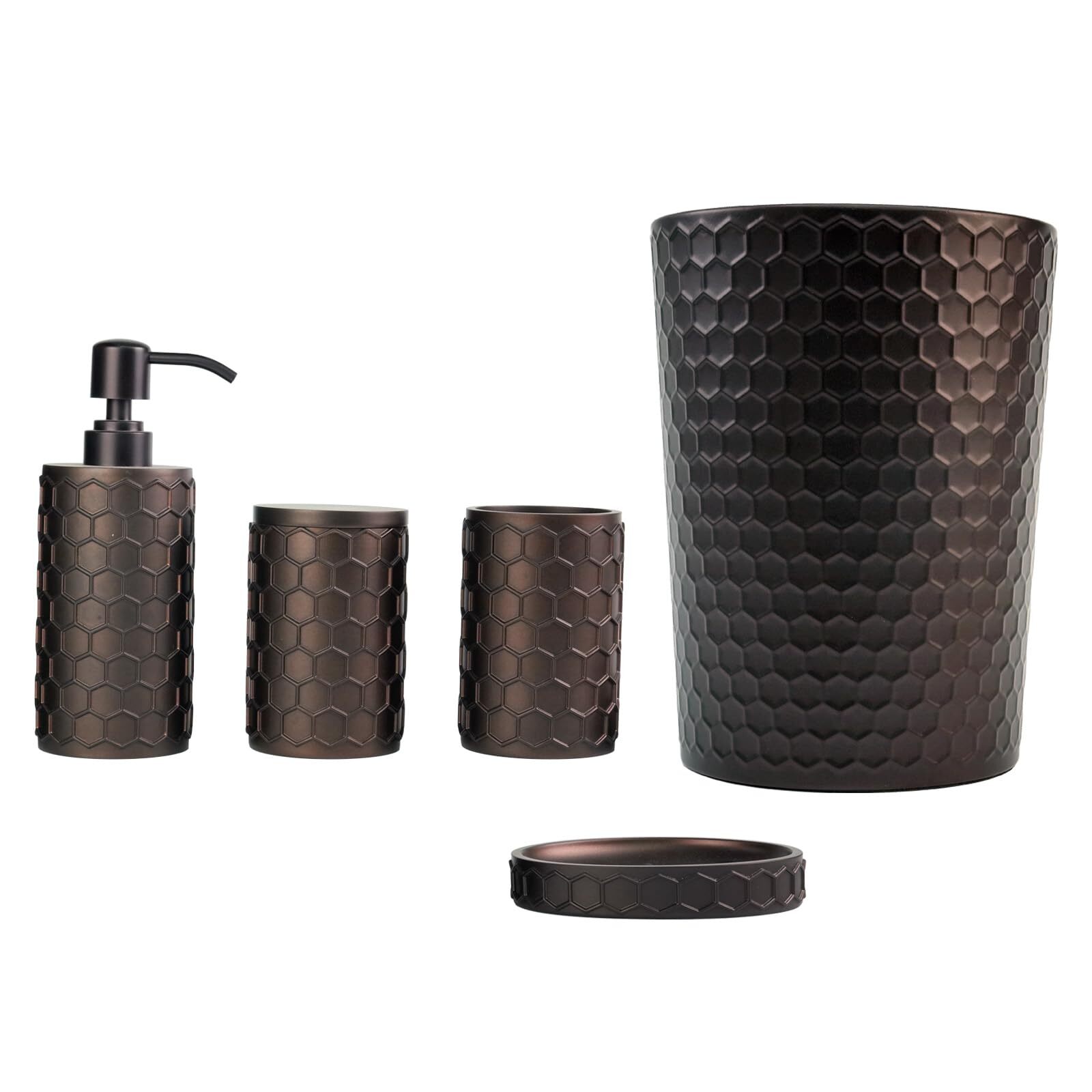 Bathroom Accessory Set, 5PCs ORB Restroom Accessories with Trash Can, Soap Di...