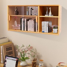 Stylish Bamboo Kitchen Pantry Cabinet with Glass Doors and Adjustable Shelves