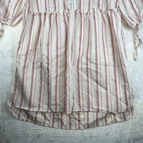 Zara Kleid Damen S Elfenbein Gestreift Bauern Boho Bohemian Strand Minimalistisch Retro - Bild 7 von 20