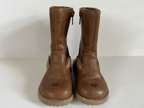 Cat & Jack Henrietta Toddler Girl's 6 Bunny Ears Side Zip Mid-Calf Brown Boots