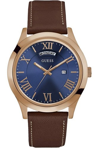 GUESS W0792G2,Men Dress Casual,Leather Strap,Rose Tone,Stainless Steel,50m WR - 第 1/2 張圖片