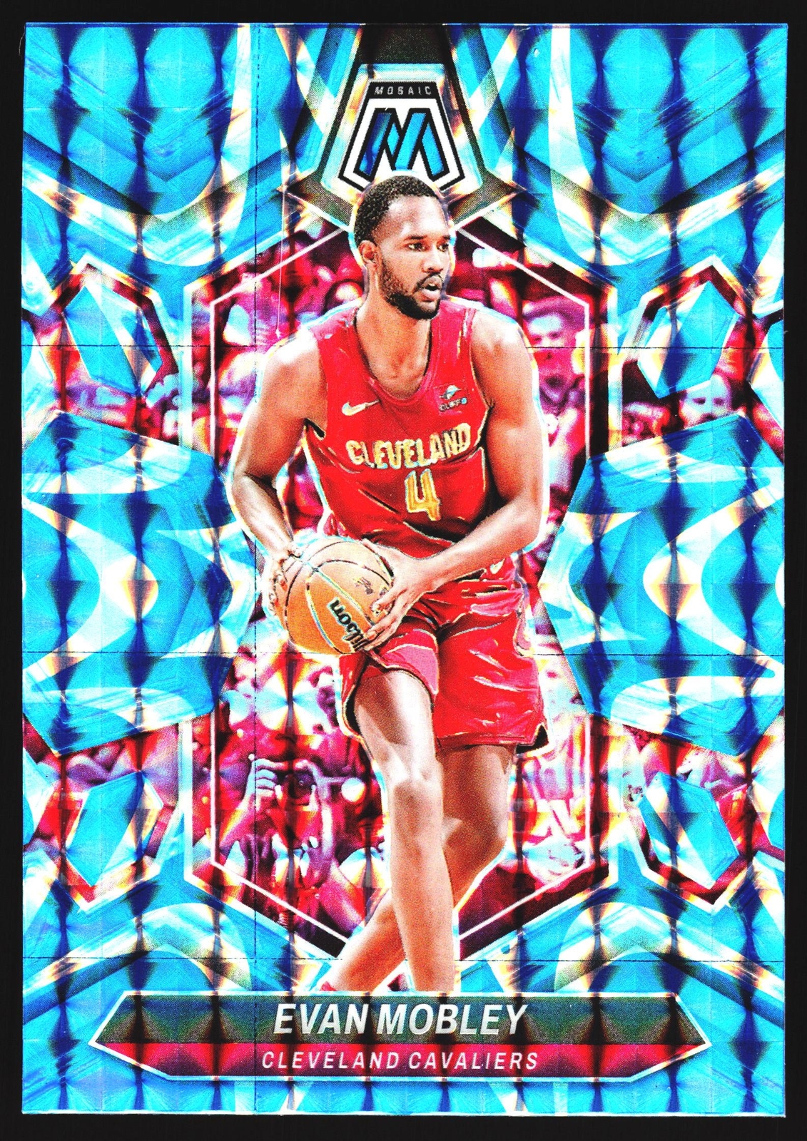 Evan Mobley Blue Prizm 2023-24 Panini Mosaic Cleveland Cavaliers NBA Card No.64