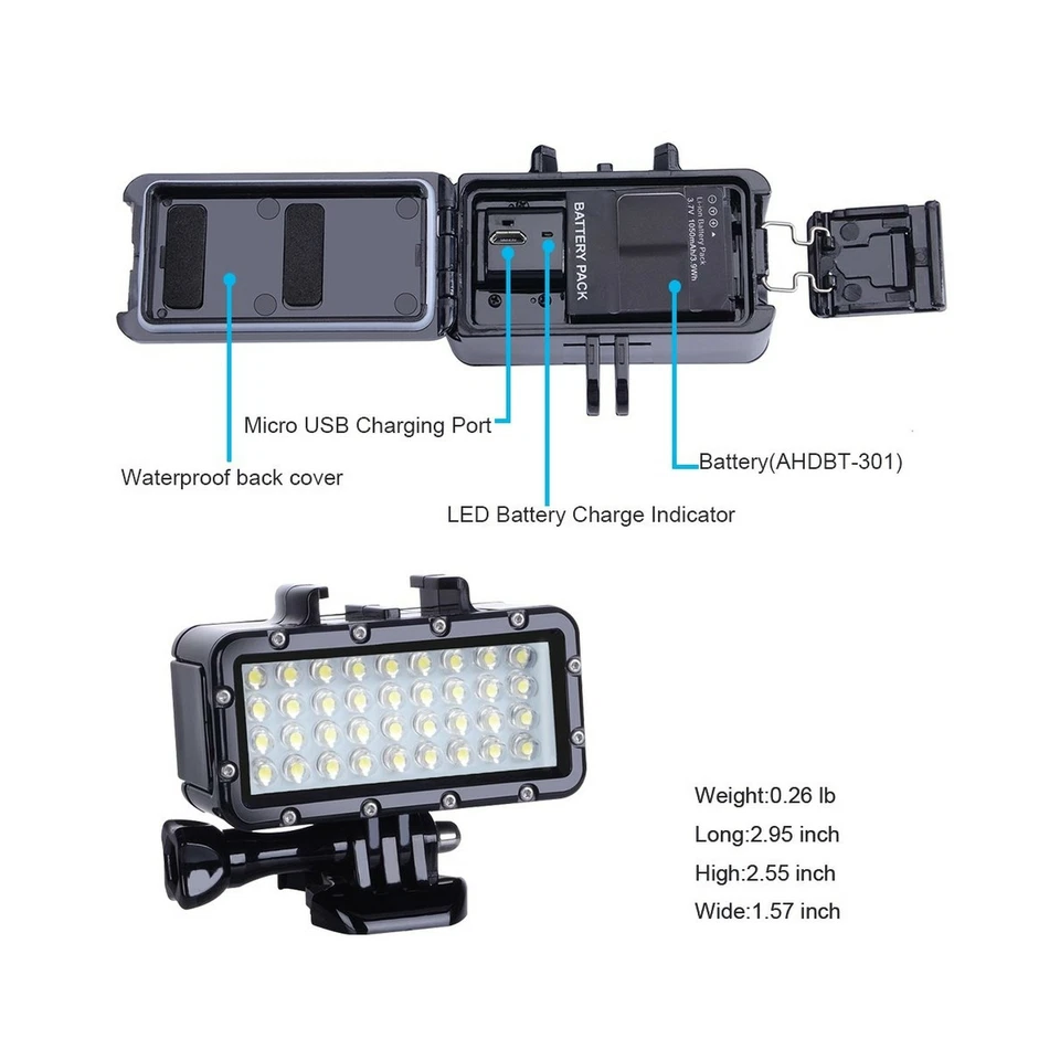 Suptig High Power Dimmable Waterproof Diving Underwater LED Video Camera Lights - Image 4 of 4