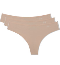 Under Armour Womens Beige 3-Pack Pure Stretch Thong L143614 Size M