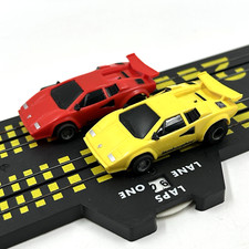 Vintage TYCO Lamborghini Challenge Slot Car Set Complete with box Nice