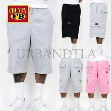 FB County Men's Heavyweight Fleece Cargo Sweat Shorts S-3XL