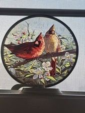 Stained Glass Cardinal BirdsWindow Hanging Sun Catcher Window Decor No Chain