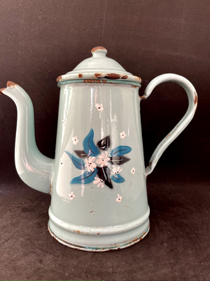 ANCIENNE CAFETIÈRE AU Filtre à Café en Tôle Emaillée Verte à peindre ! EUR 12,85 - FR