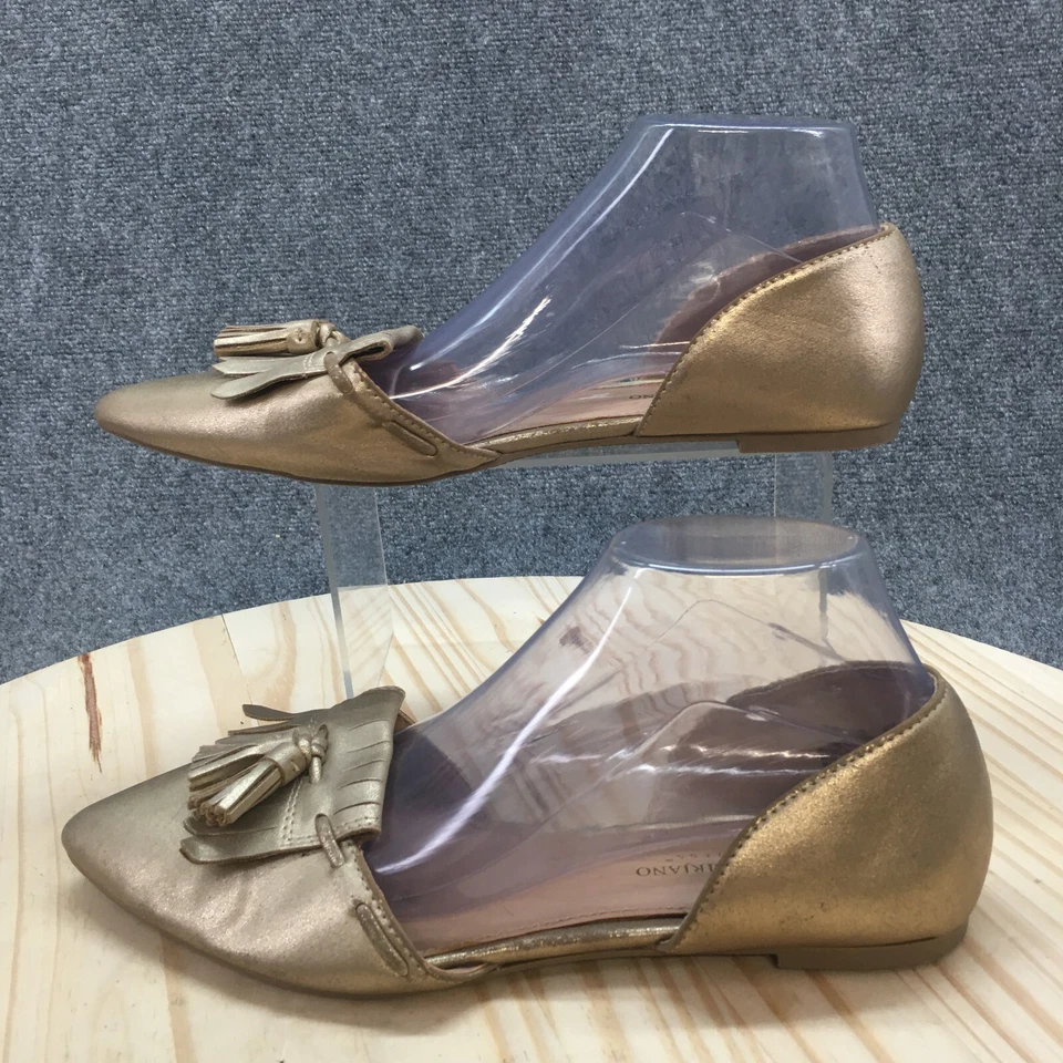 Christian Siriano Sandals Womens 10 W Tassel Kiltie Slip On Pointed Flats Gold - Image 2 of 4