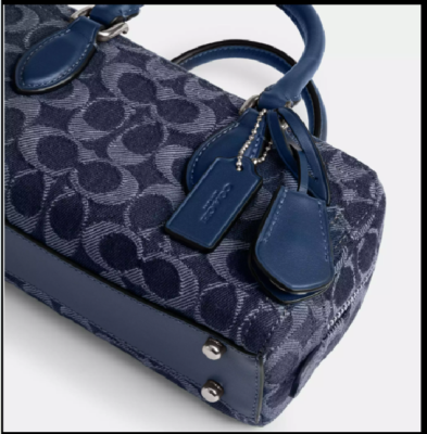 COACH CAM06 Bowery Satchel 22 Signature Denim Deep Blue Official