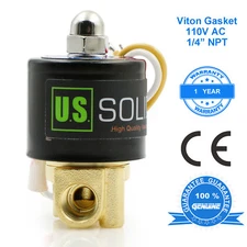 U. S. Solid 1/4" Brass Electric Solenoid Valve 110V AC Normally Closed VITON