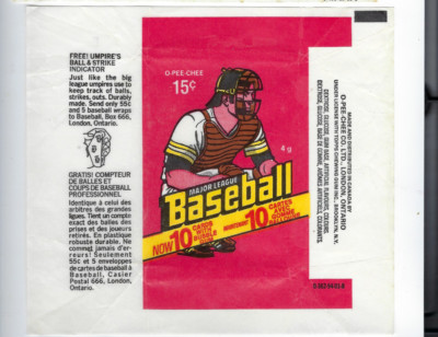 1978 O-Pee-Chee OPC Baseball Wax Wrapper Umpires Indicator