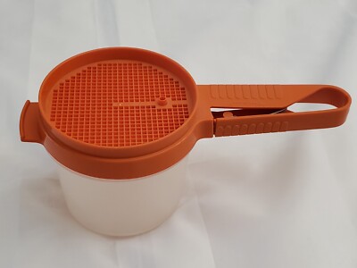 Vintage Tupperware Orange Flour Sifter #1689 w/Container #1493