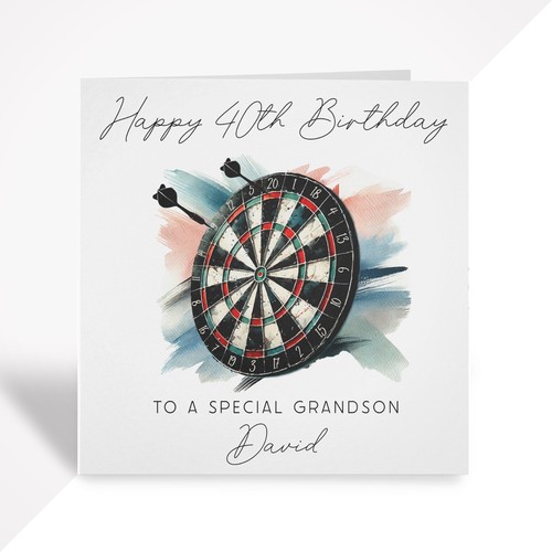 Darts Birthday Card for Son Grandson Brother Dad Grandad Nephew - Custom Gift - Picture 2 of 6