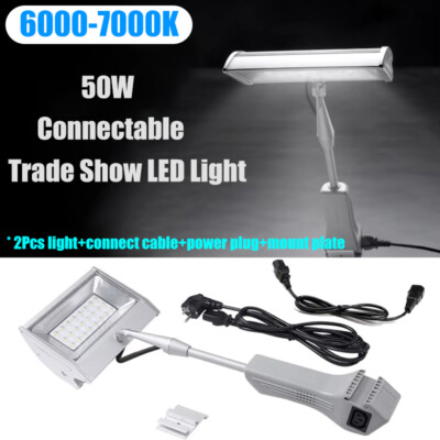 2 x Exhibition LED Arm Light for Display 50W Connectable Trade Show Popup Lights