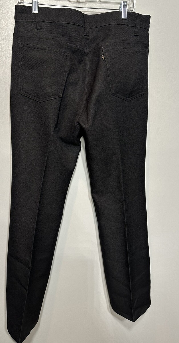 Vtg 70s Levi's Pants Mens Leisure Suit Polyester Black Disco Levis